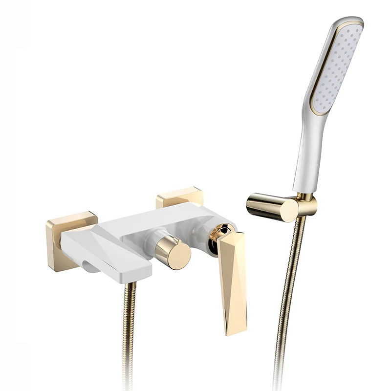 Professional factory white gold combination tap bathroom shower mixer