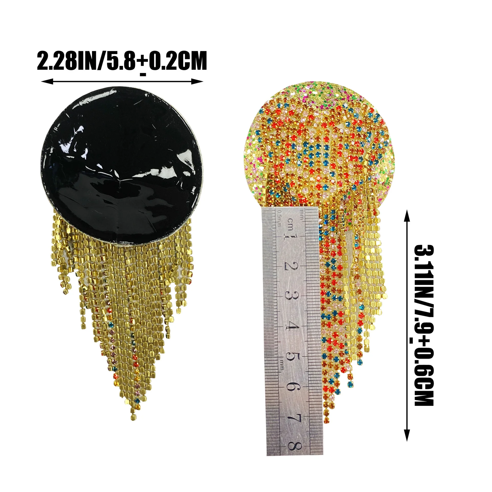 Fashionable Crystal Nipple Covers Bling Diamonds Sticky Breast Petals Golden Circle Nipple Pasties With Chain For Dancing Party