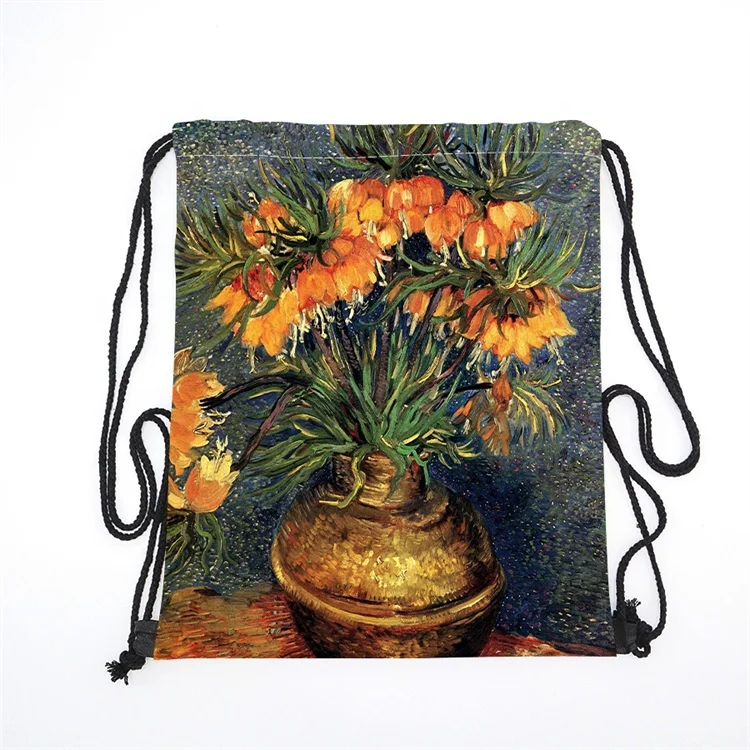 Factory Custom Picture Logo Fitness Sunflower Printed Gift Durable Travel Storage Use Drawstring Bag