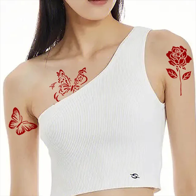 OEM custom tattoo products Butterfly pattern henna sticker tattoo stencils stuff supplies semi permanent tattoo non-toxic OEM