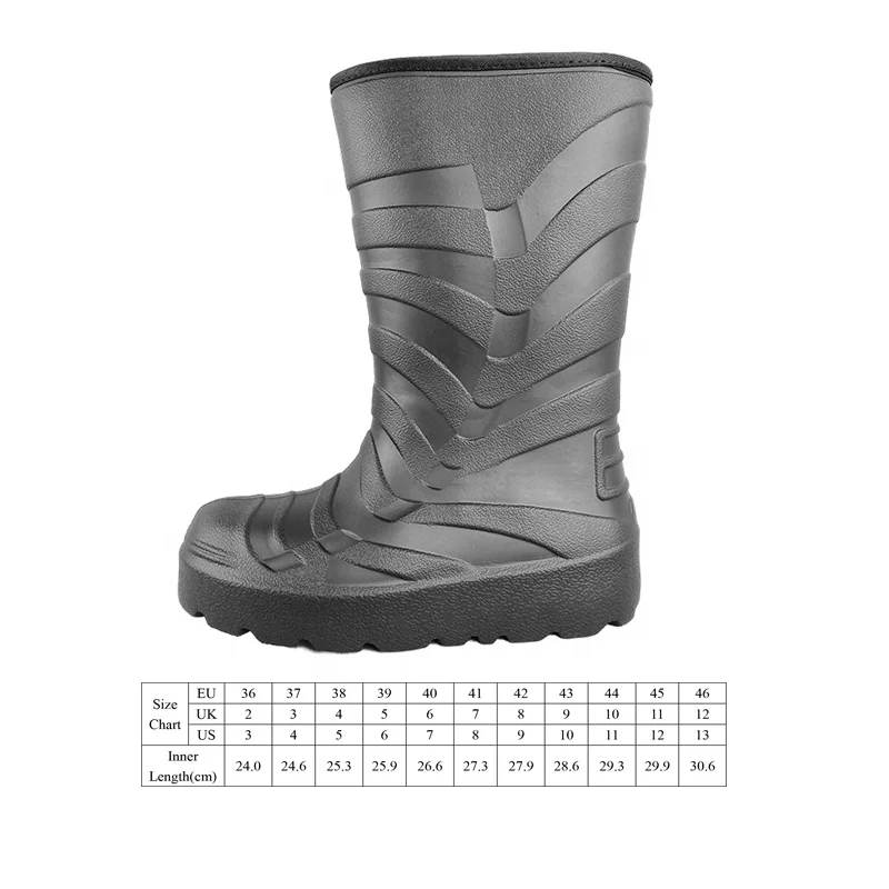 EVA Foam Shoes Rain Boots No Slip Wide Width Light Weight Knee High Soft EVA Garden Fishing Waterproof 2024 Western Style Mens
