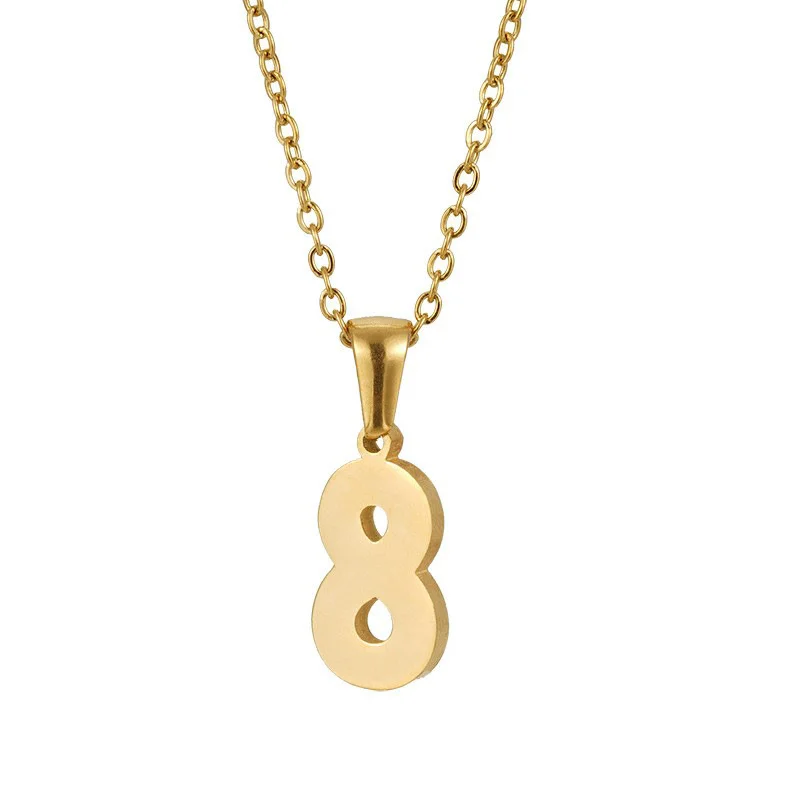 Simple Fashion Arabic Digital Jewelry Necklace Stainless Steel Gold Plated 0 to 9 Anti Stain necklace for couples gift