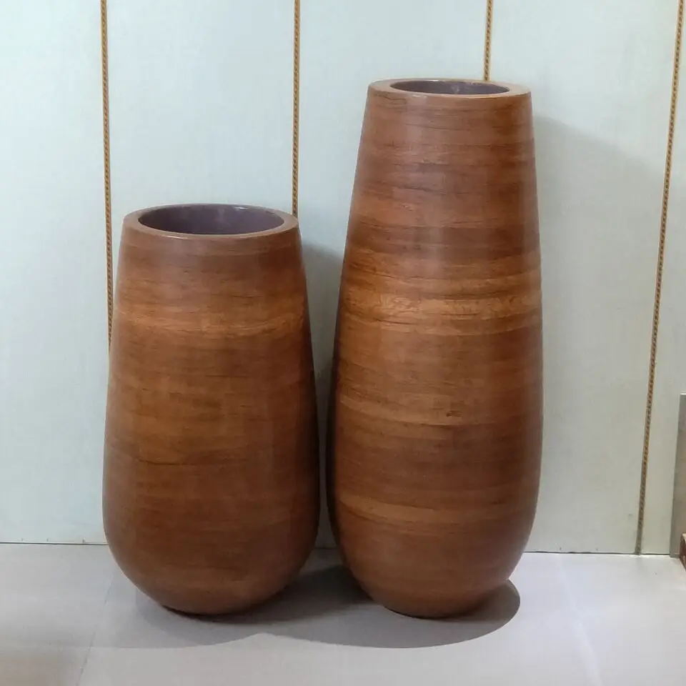 Wood Carving Handmade Fancy Style Vase Mango Wood Vase
