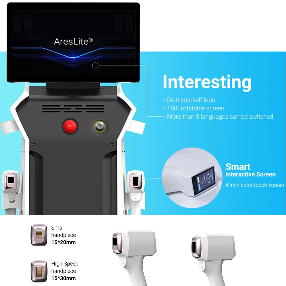 Europe Best Selling 2 Handle Non Crystal Laser Hair Removal 755 808 1064 Diode Laser Hair Removal Machine For All Skin Type