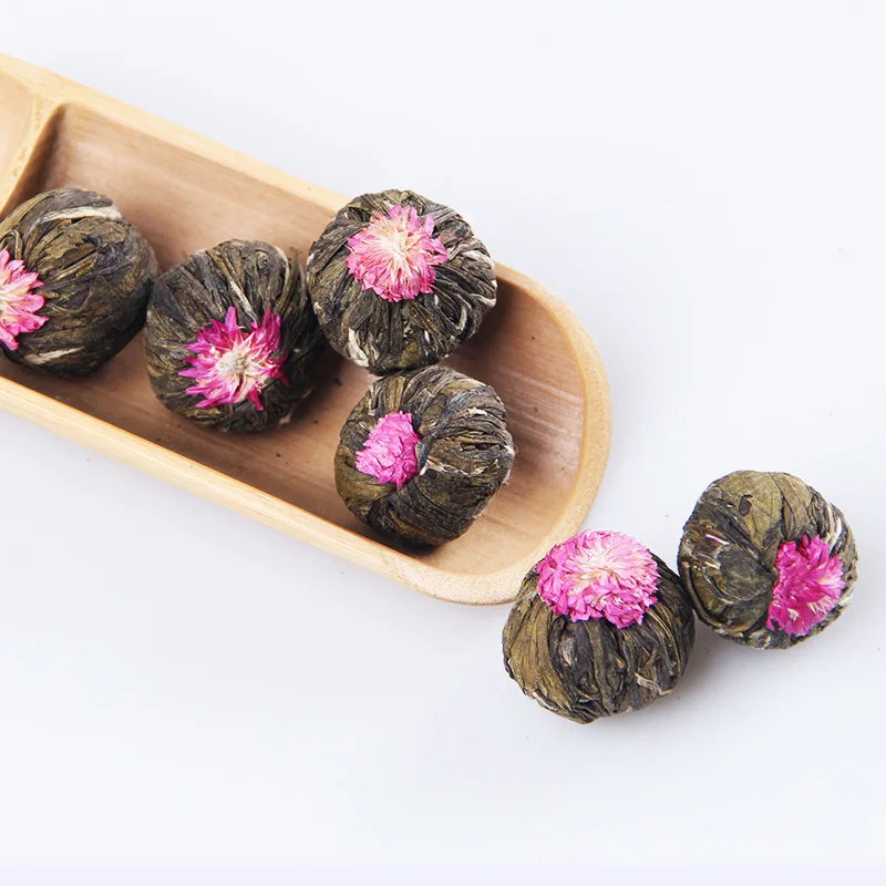 Flavor blooming flower tea balls all natural top grade dry rose buds artificial Dragon Pearl ball tea aroma healthy drinks