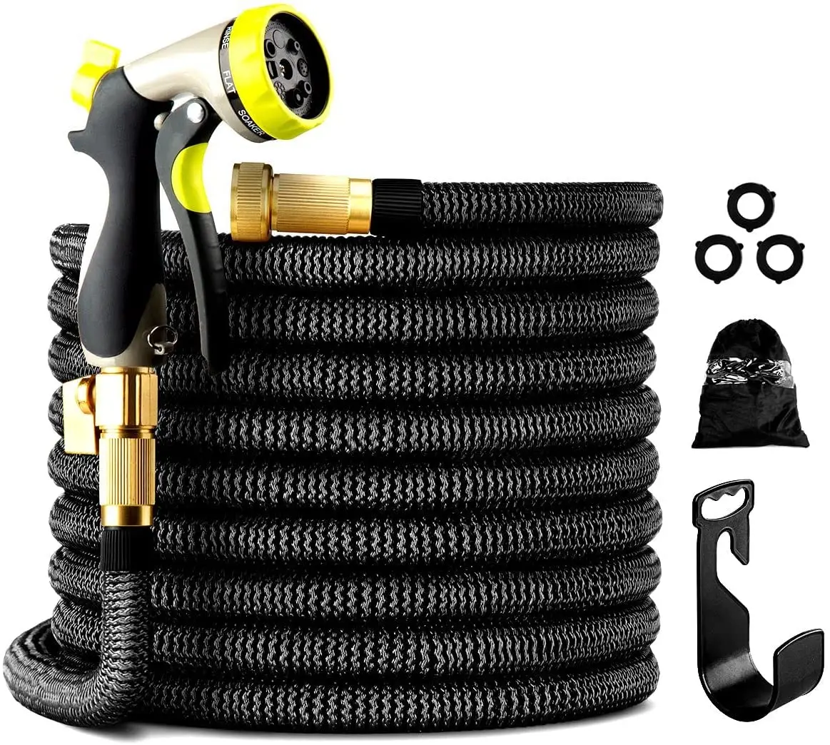 expandable Hose with 8 metal Function Nozzle Expandable Garden Hose, Lightweight & No-Kink  Garden Hose