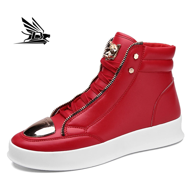 Europe And America Fashion Luxury Men Sports Casual Sneakers High Quality Casual Shoes Men High-top cowhide Boots For Men