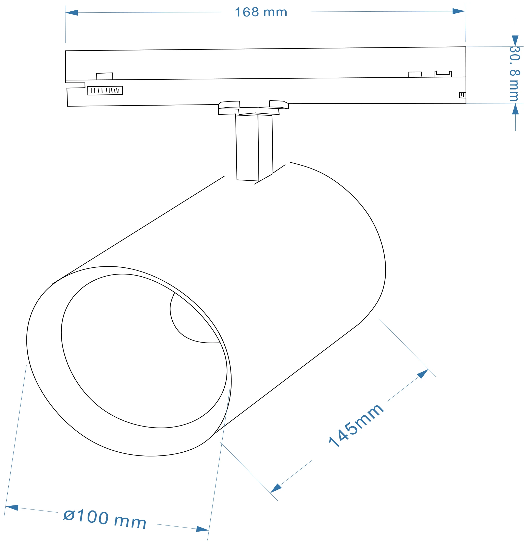 100*145 Quality Reflector Device Round Retail 4Wire 40W Led Track Light Adjustment Cob Lamp