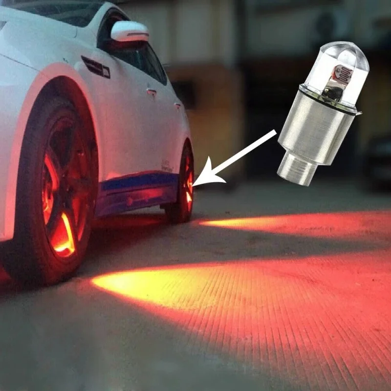 Car Wheel LED Light Moto cycle Bike Light Tire Valve Cap Decorative Lantern Tire Valve Cap Flash Spoke Strobe Neon Lamp