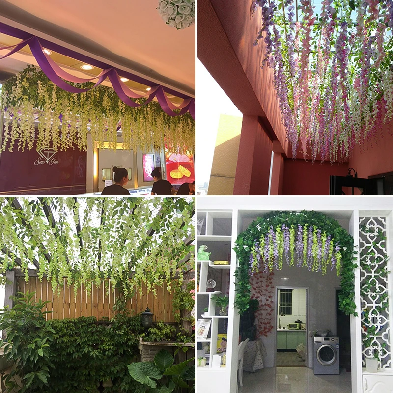 Wisteria flower fake flower vine winding ceiling living room interior wedding decoration plastic flower string vines