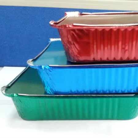 disposable aluminium foil plate square with paper lid takeaway food packaging