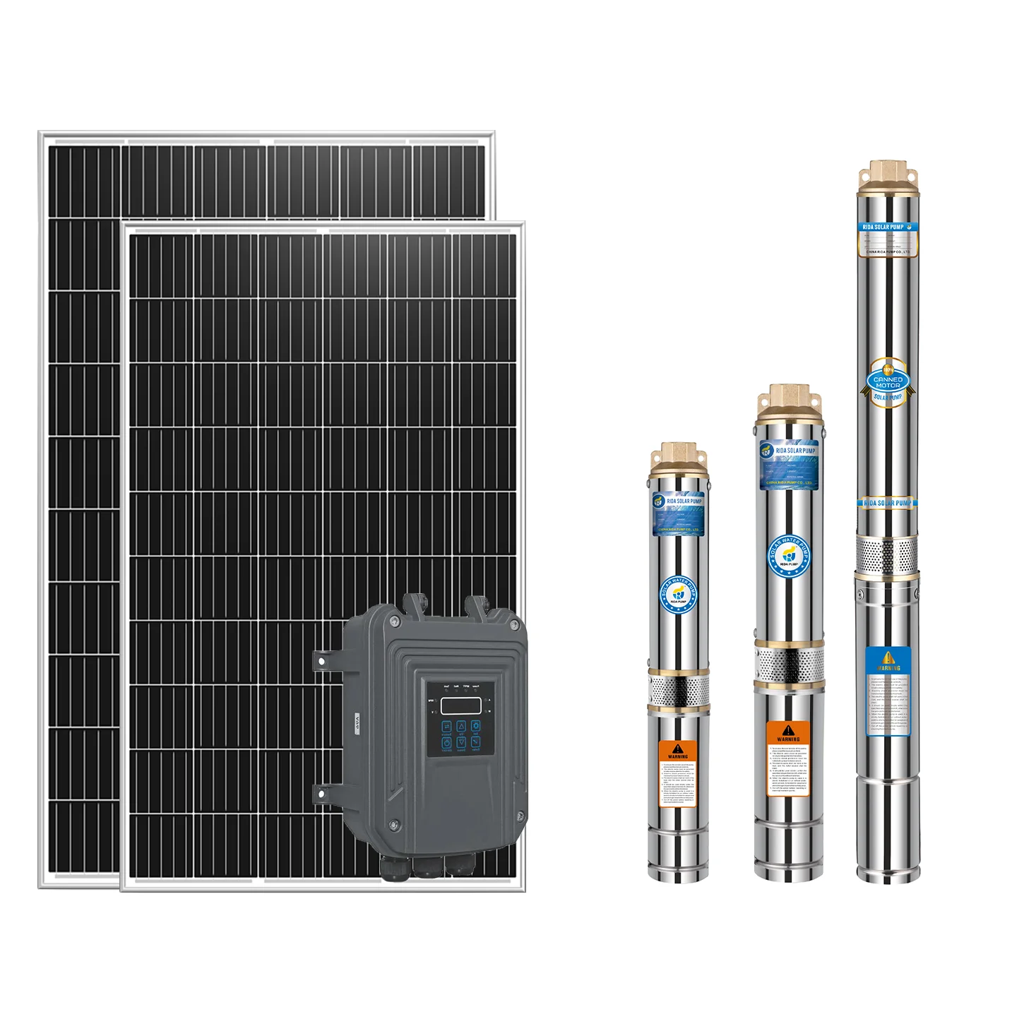 RIDA 4inches DC AC Solar Water Pump System 600w Borehole Deep Well Solar Pump for Irrigation