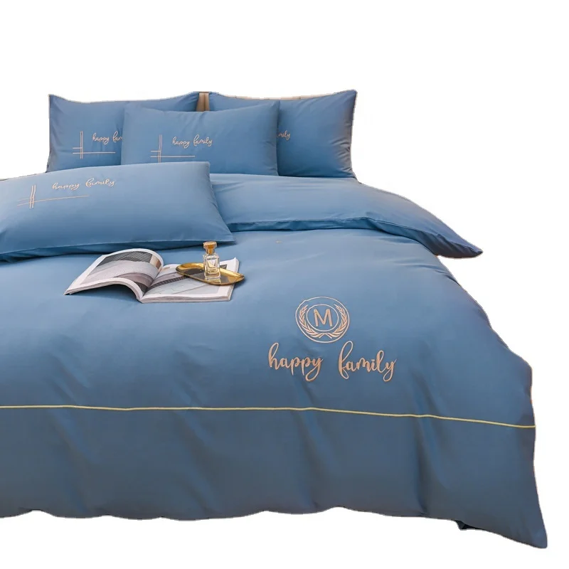 tradition design luxury sheet sets bedding wholesale duvet cover embroidered 100% cotton  4pcs bed sheet  with pillow case set