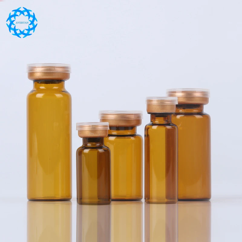 Avertan 2ml 5ml 8ml 10ml15ml Essential Oil bottle ber glass bottle penicillin bottle vial with aluminum plastic cap
