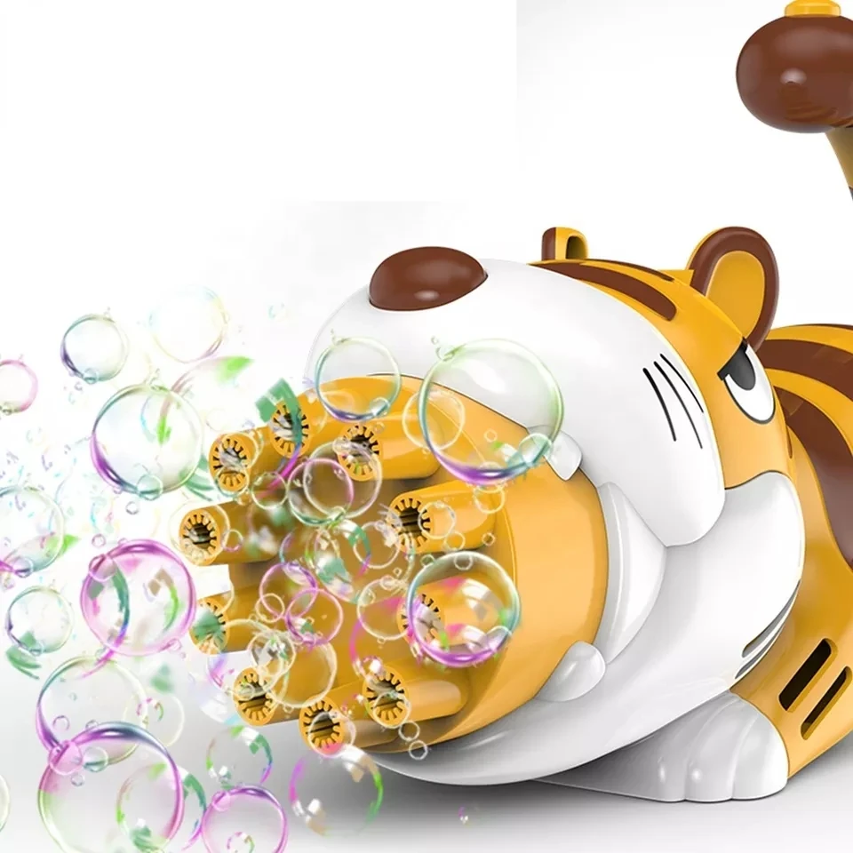 2023 New Design Kids 10-holes Tiger Soap Bubble Guns Toys Electric Bubble Machine