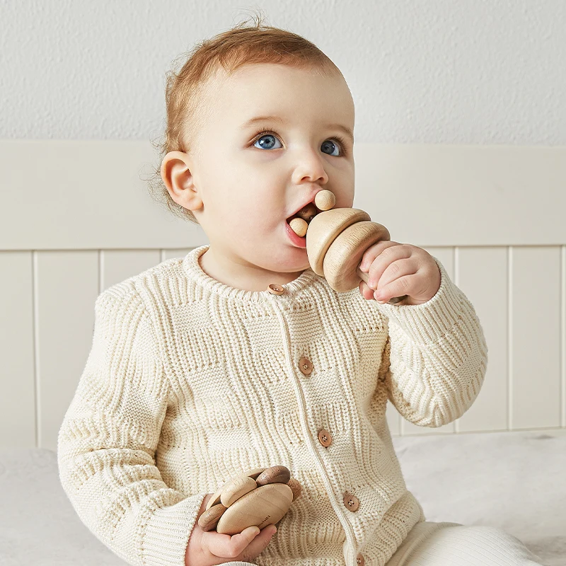 High Quality Original Wooden Kids Baby Rattle Toy Infant Toys BPA Free Baby Teether Rattling Set
