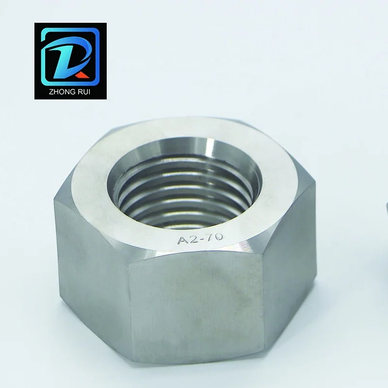 Large diameter stainless steel hex nut