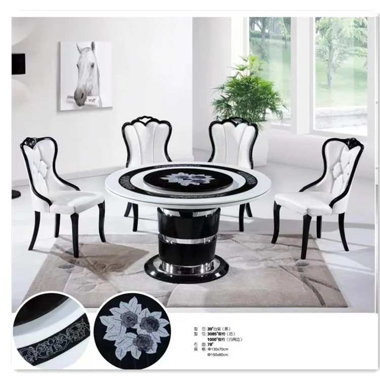 High Quality White Marble Dining Table Set with 6 Chairs Factory Direct Sales China Foshan