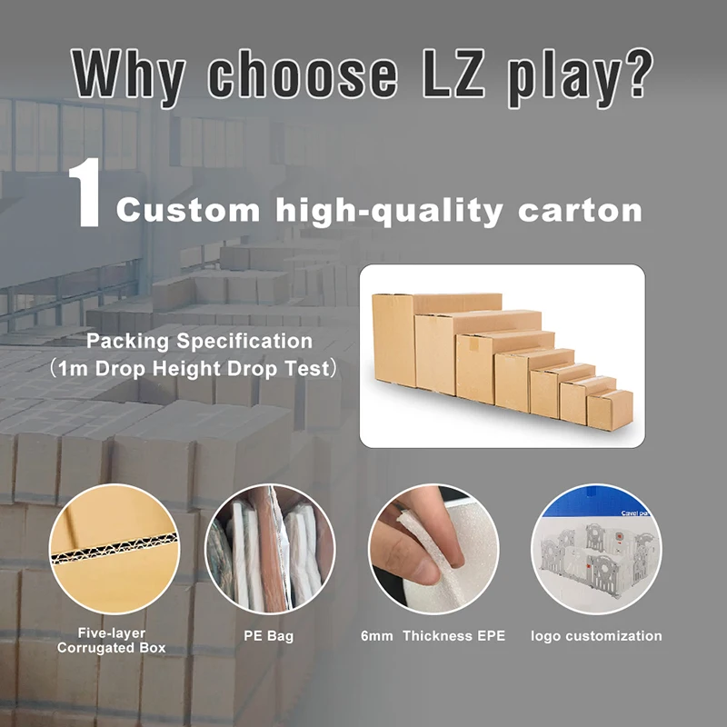 Factory supply Custom play mat in built slide baby playpen with
