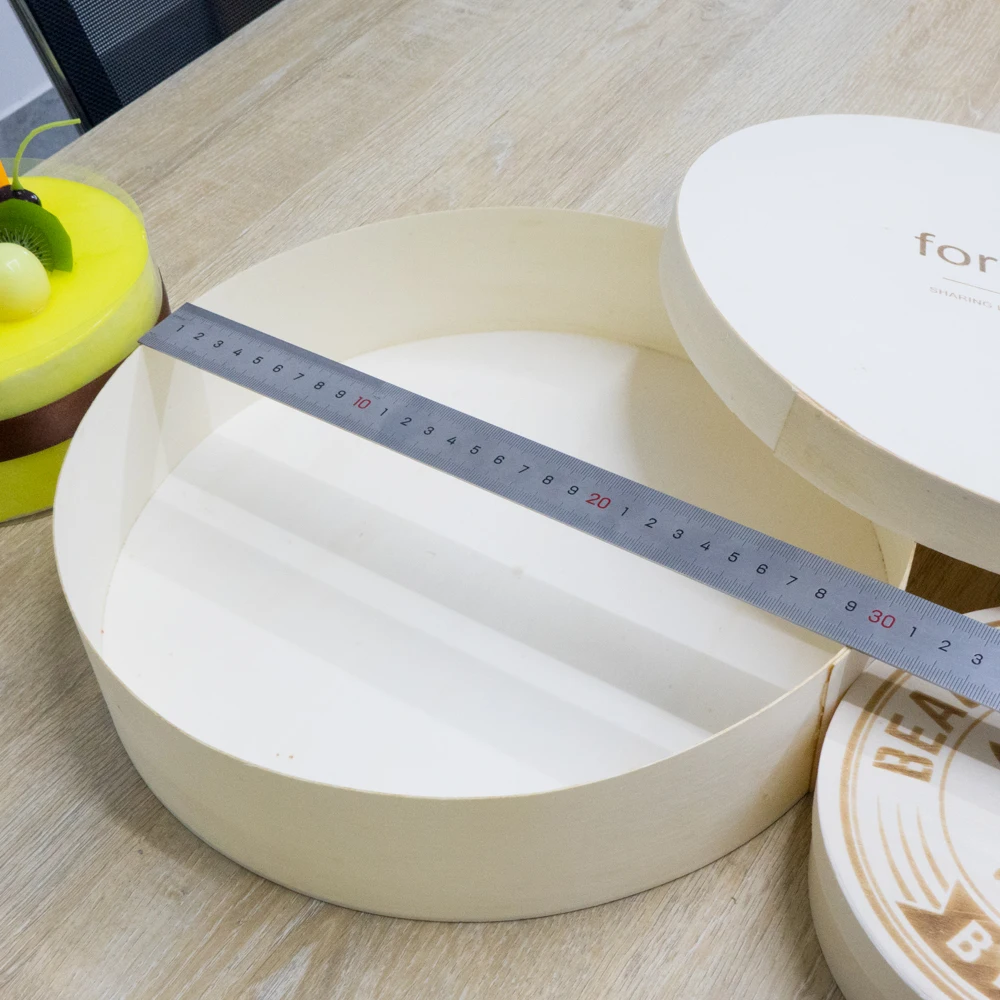 Biodegradable Unfinished Disposable Poplar/Pine/Balsa Wooden Round Food Cake Packing Box With Lids for Spice Biscuit Nesting