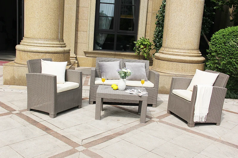 Outdoor Furniture Plastic Rattan Four Pcs garden Sofa Sets
