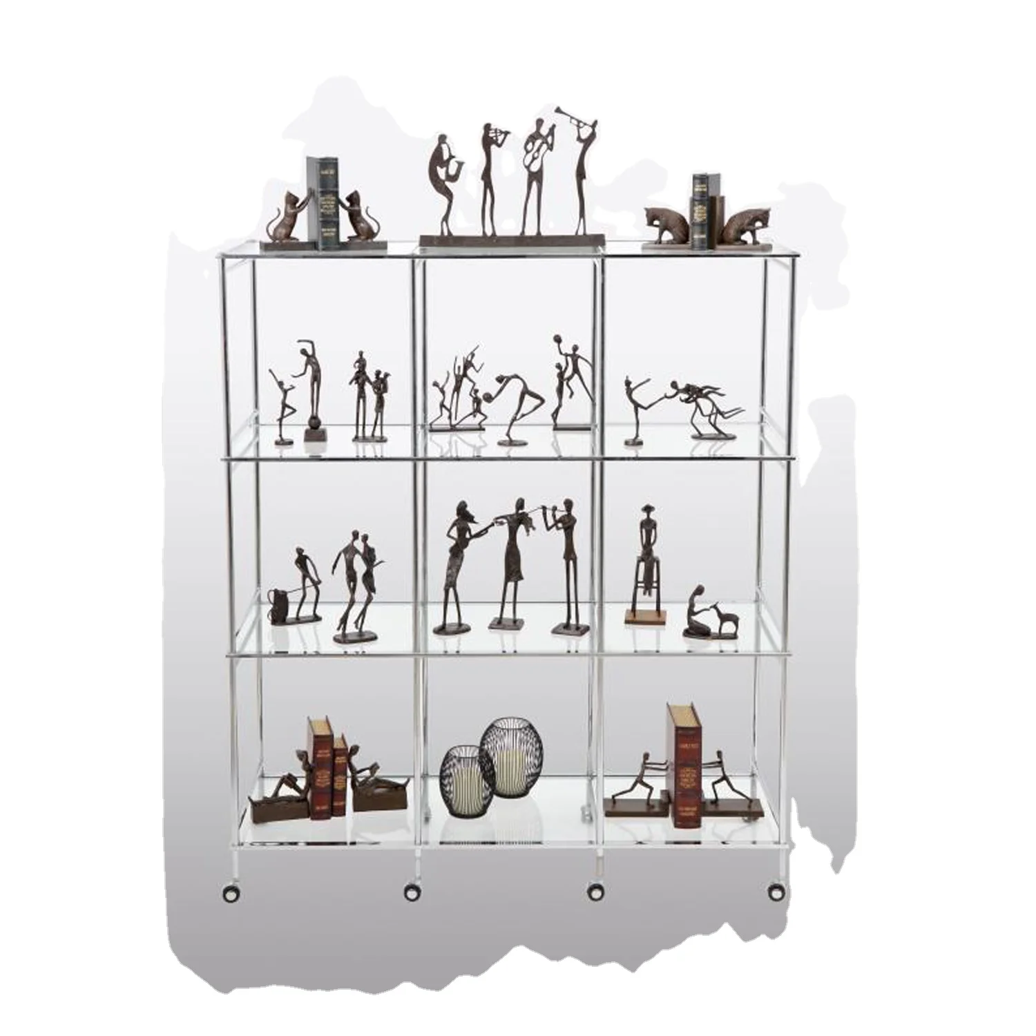 Factory Supply Commercial Metal Glasses Hat Clothes Handbag Display Stand Glass Showcase for Store