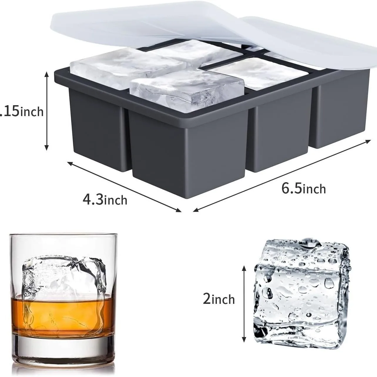 Customized Summer Commercial Eco-Friendly Silicone Rubber Ice Cube Grinding Tool Food Grade Milk Tea Ice Grid Lid Ice Ball Mold