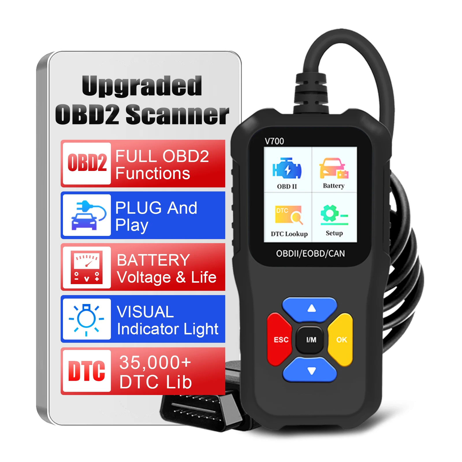 V700 12V OBDII/EOBD считыватель кода сканер типа анализатора двигателя для автомобильных диагностических инструментов
