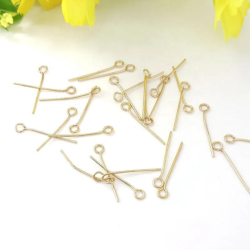 Jewelry Making Findings Eye Pins diy Bead Thread 14k Gold Stainless Steel Head Pins