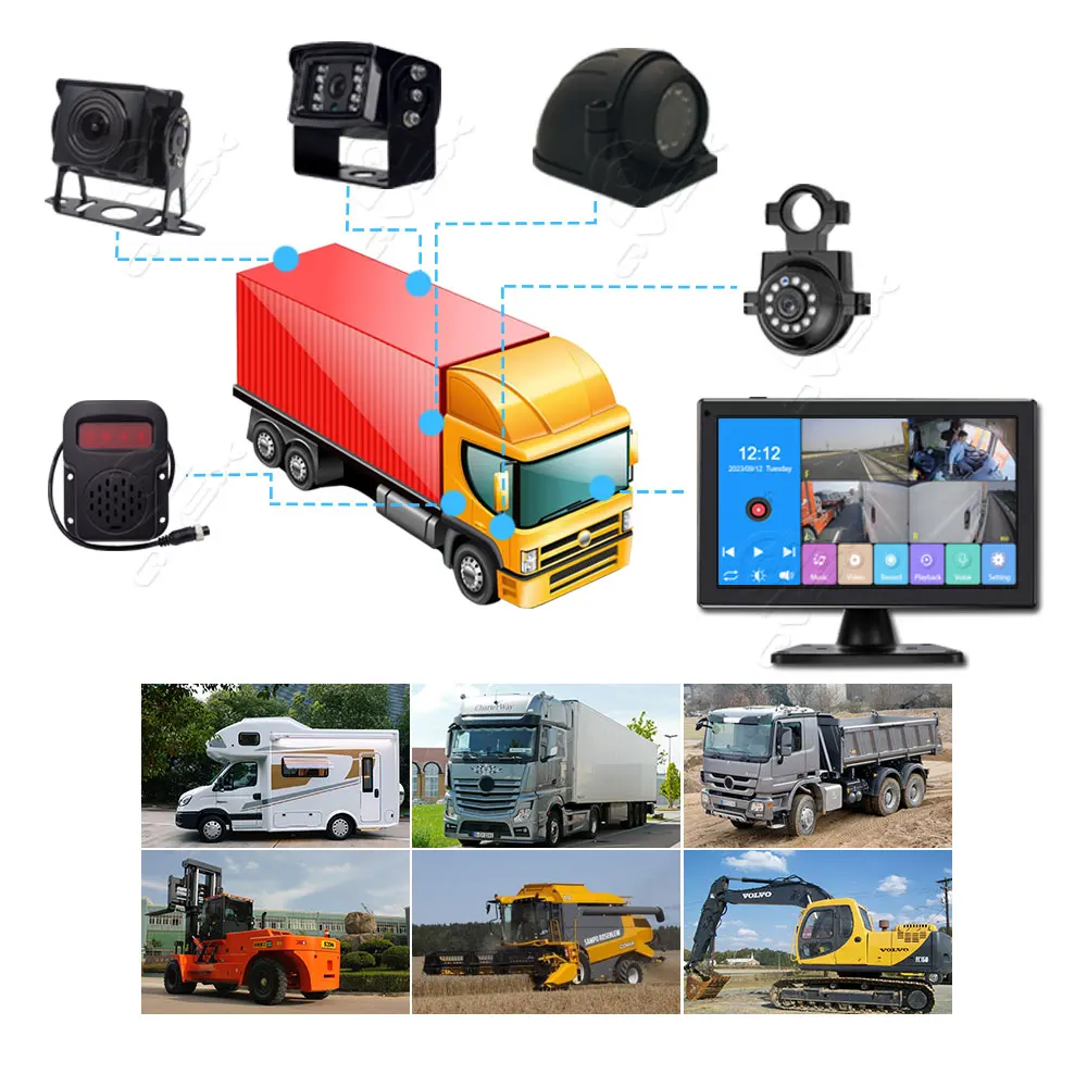 10.1 inch Commercial Vehicle Blind Spot Warning Detection system Waterproof Night Vision Camera BSD Car Reversing Aid