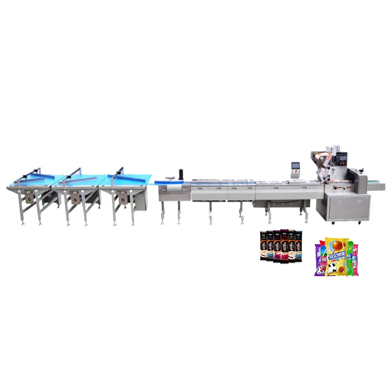 Flow wrapping sweet cholate cookies  candy biscuit packing machine factory price