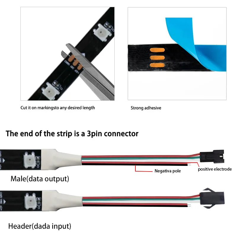 5v 12v addressable rgb led strip 5050 ws2811 ws2812b ws2813 waterproof flexible led light