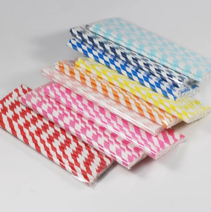 
Best selling 25pcs/bag Multi-style Colorful Paper Straw Biodegradable Paper Straws 