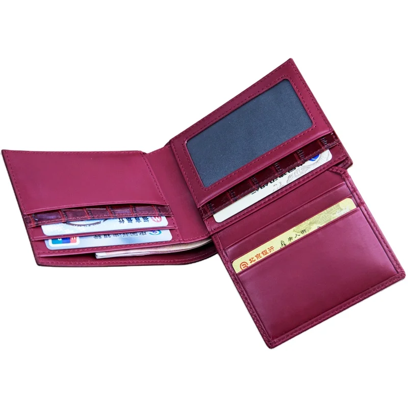Wholesale Trifold  ID Credit Card Holder Genuine Leather Short Wallet For Men