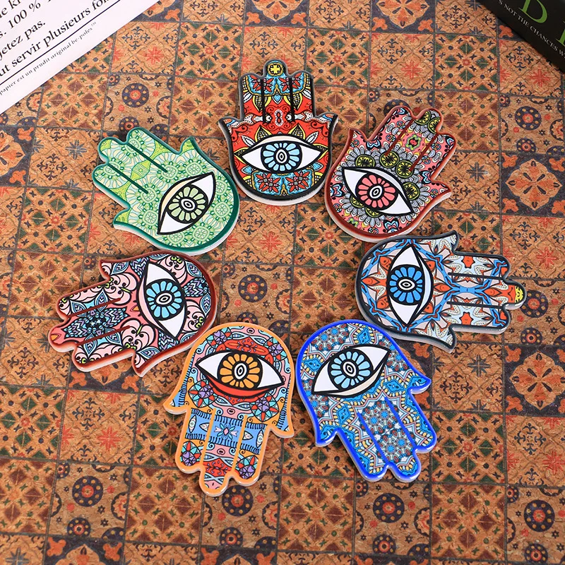 Creative Ceramic Fridge Stickers European And American Style Fatima Fridge Stickers Angel Eyes Magnetic Fridge Stickers