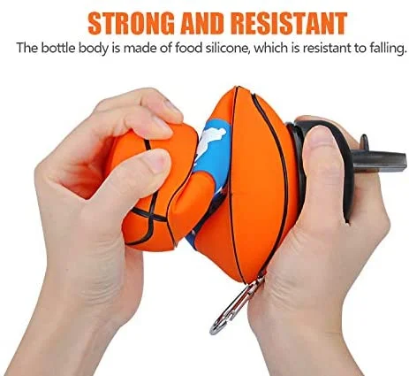 Patent Basketball Shaped Drink Bottles Bpa Free Silicone Baloncesto Botella De Agua Foldable Children School Water Bottle Kids