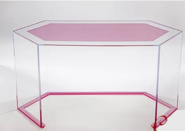 Custom Transparent Furniture Home Decoration Multi-functional Hexagon Coffee Conference Table Acrylic Table