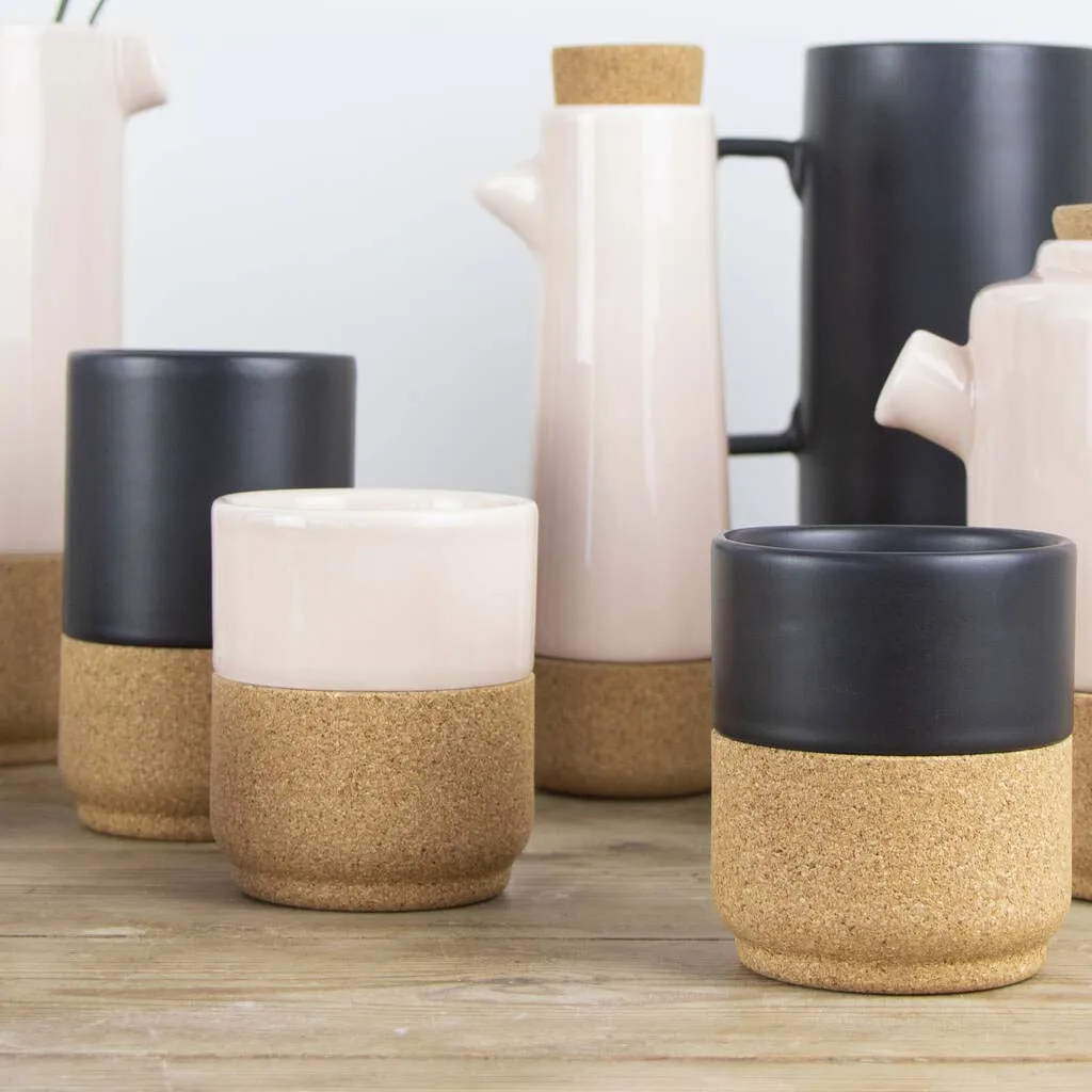 New arrival milk mugs cork bottom customizable porcelain ceramic coffee mugs with no handle