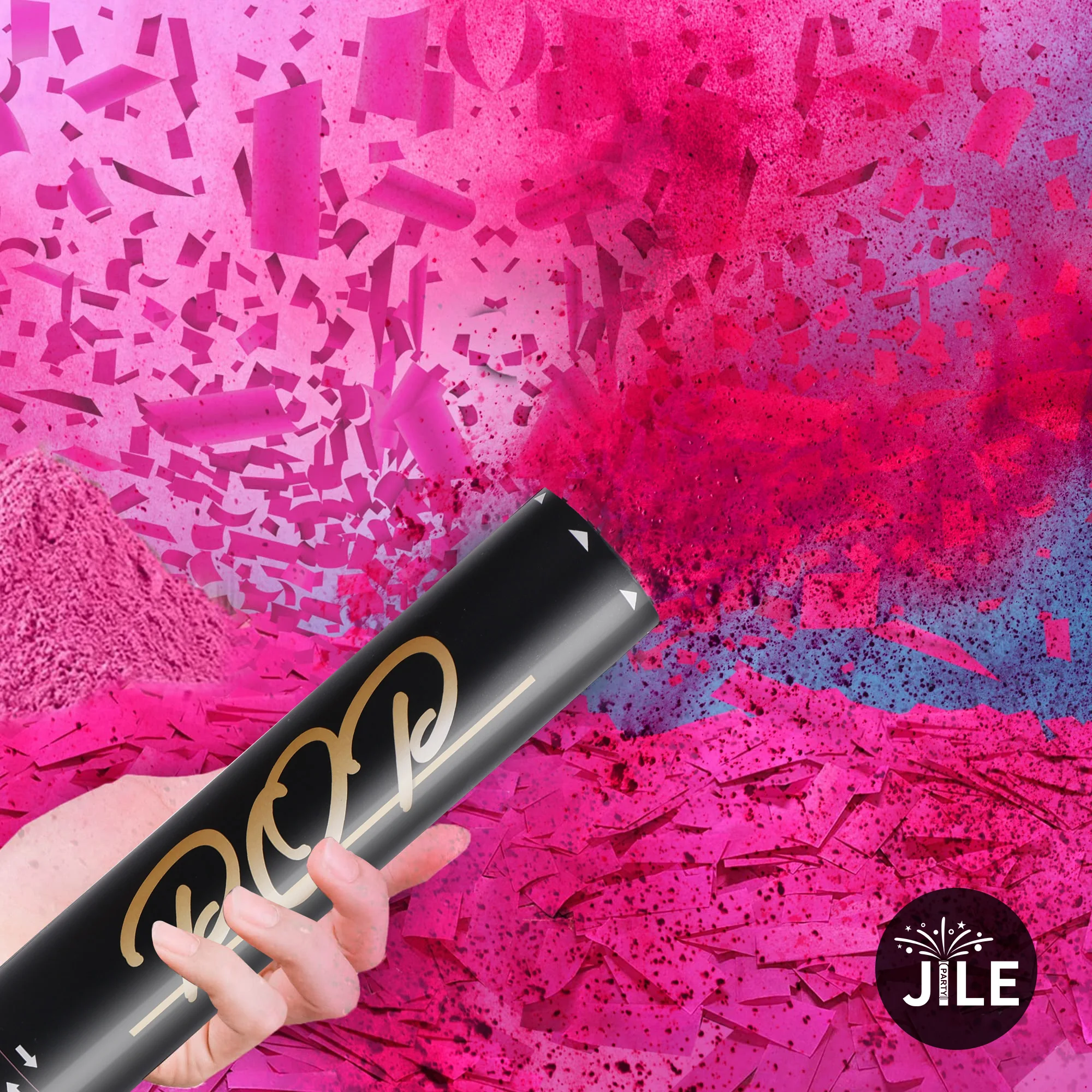 Gender Reveal Biodegradable Confetti Cannon with Pink Blue Powder and confetti Party Popper