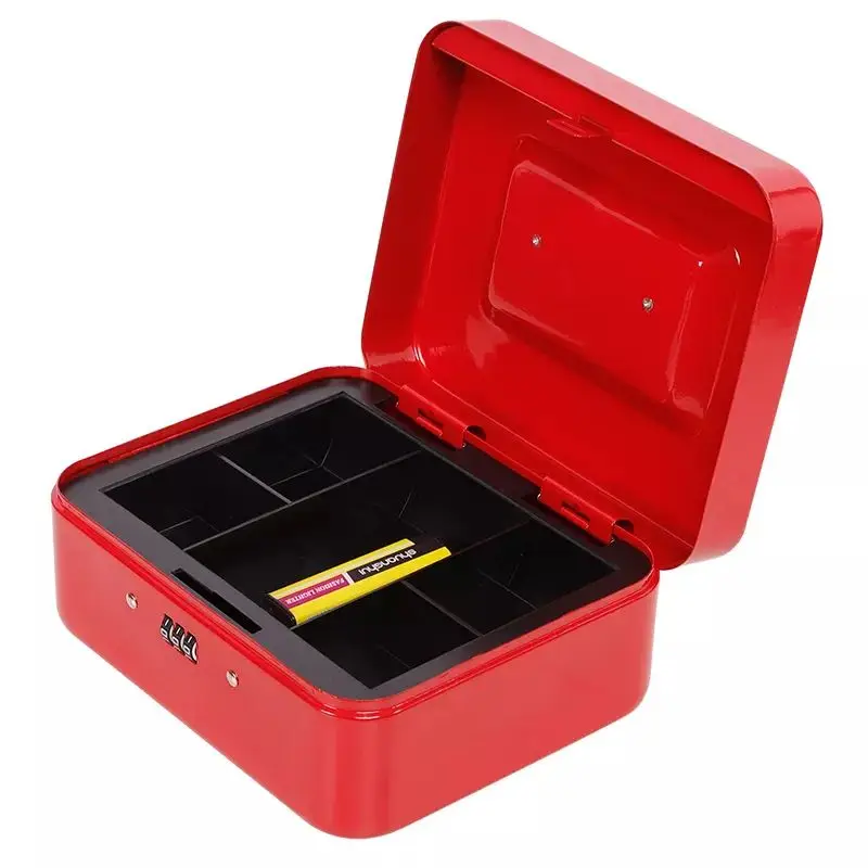 Medium Cash Box with Combination Lock Safe Metal Money Box with Money Tray for Security Lock Box