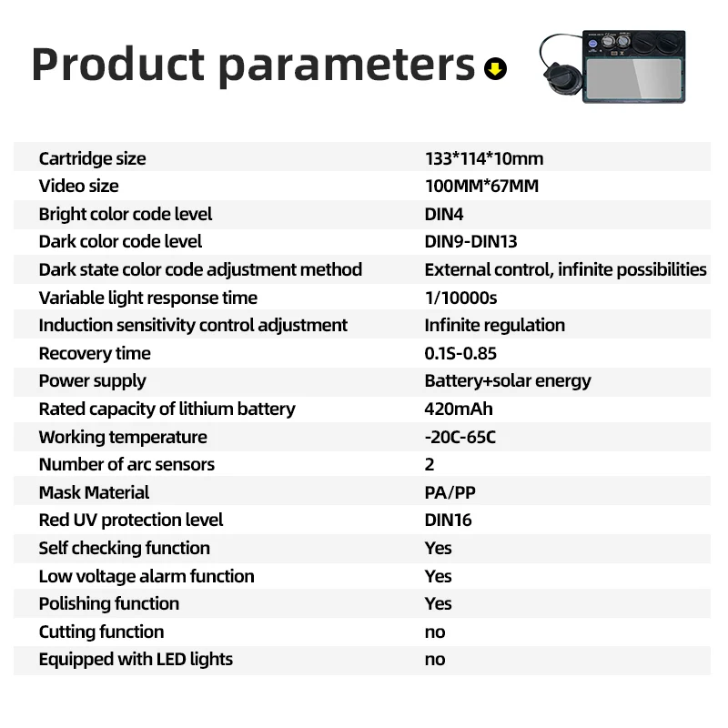 Biliquid Crystal Solar Welding Helmet 2 Arc Sensor Wide Lampshade 4/9-13 TIG MIG Replaceable Battery