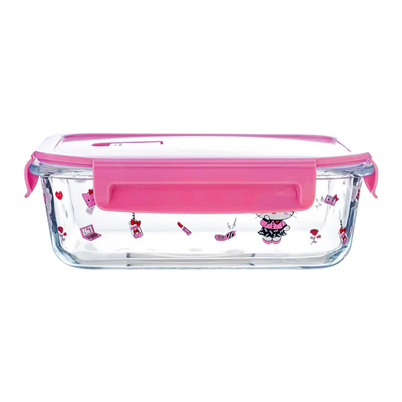2024 New Hot Selling Cartoon Glass Lunch Box Microwaveable High Borosilicate Glass Lunch Box Working School Children Lunch Box