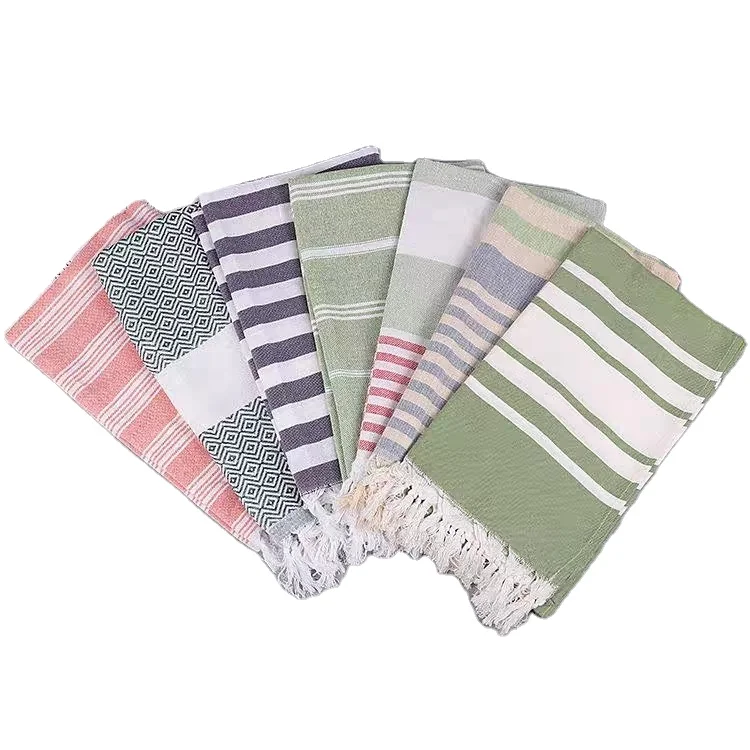 Турецкое полотенце RPET из переработанного хлопка с бахромой пляжное