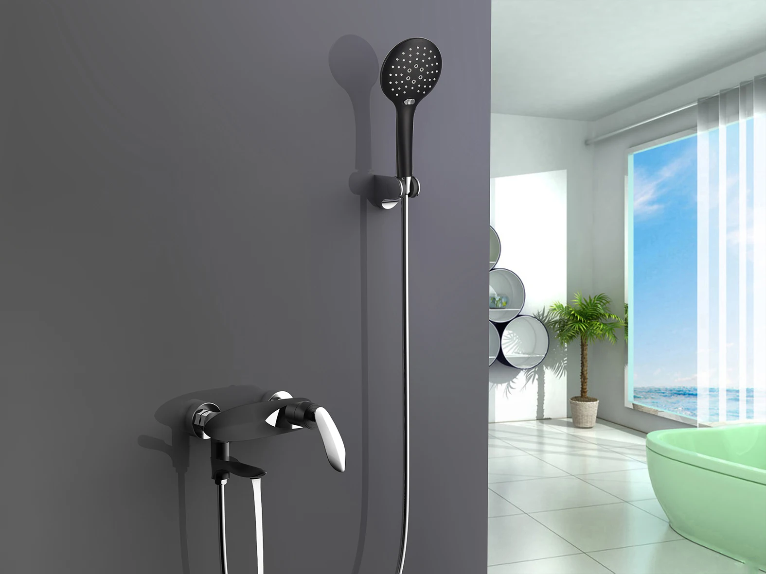 NA13410 Dual Handle Bathroom Faucet And Bath Shower Mixer Set