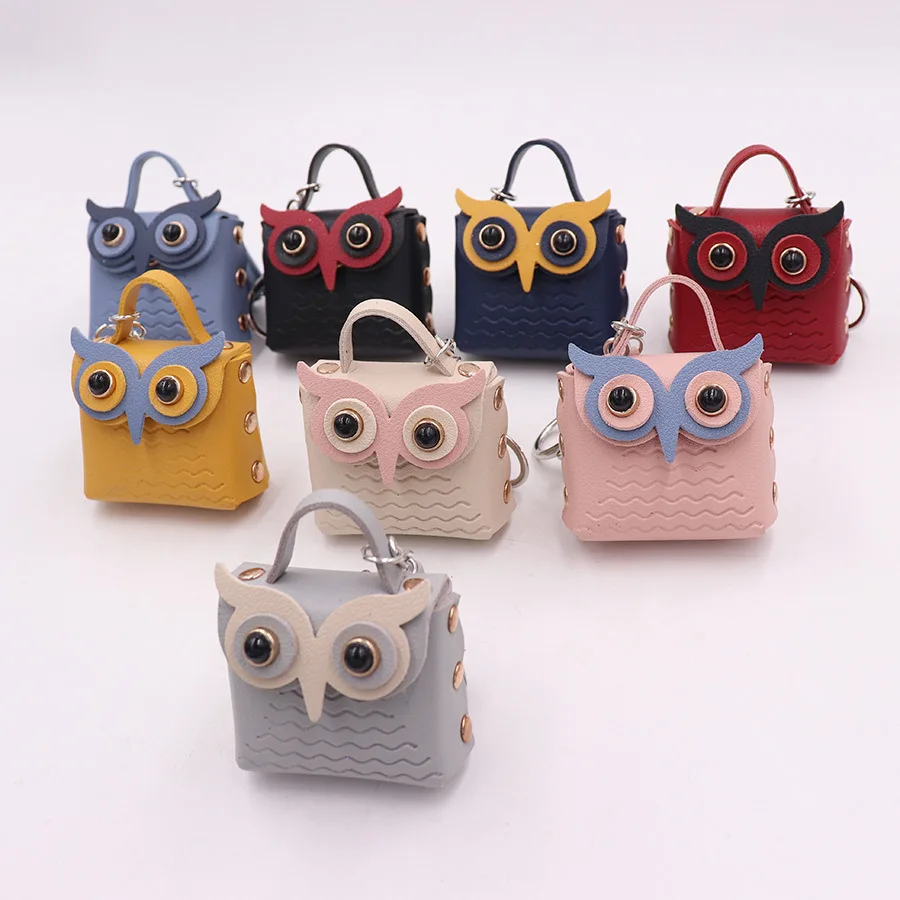 PU leather Owl change bag Keychain Cute earphone pendant backpack wholesale