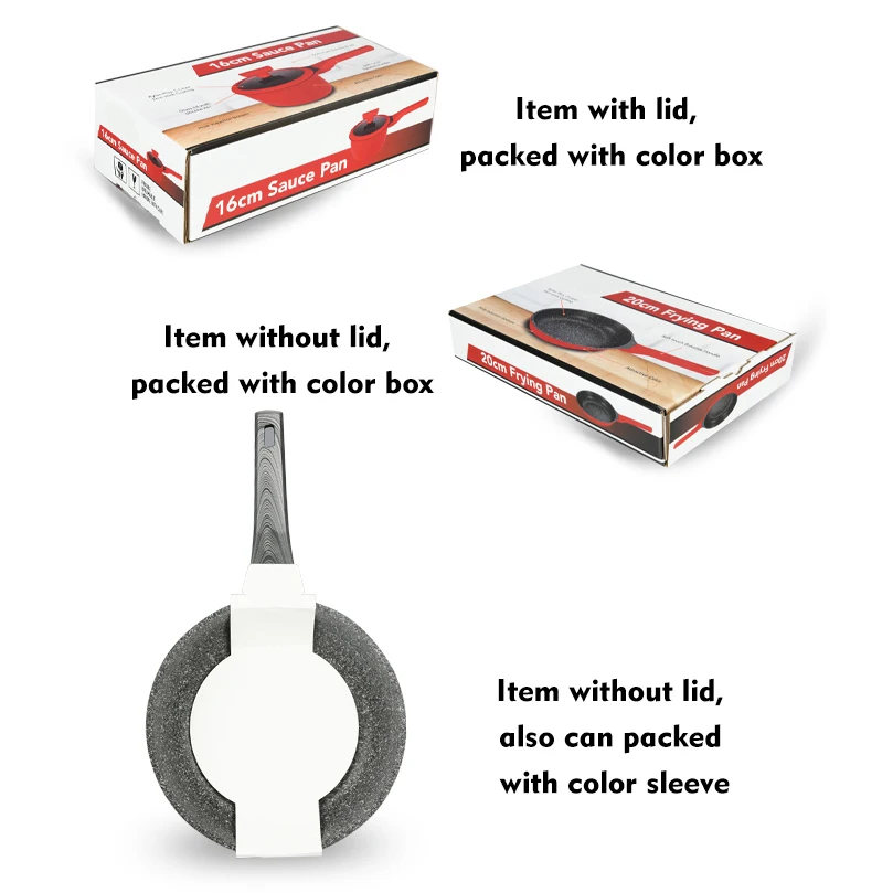  BESCO OEM Escalation Series Non Stick Granite Coating Aluminum Wok Stir Fry Pan with Weave Pattern Handle & Silicone Glass