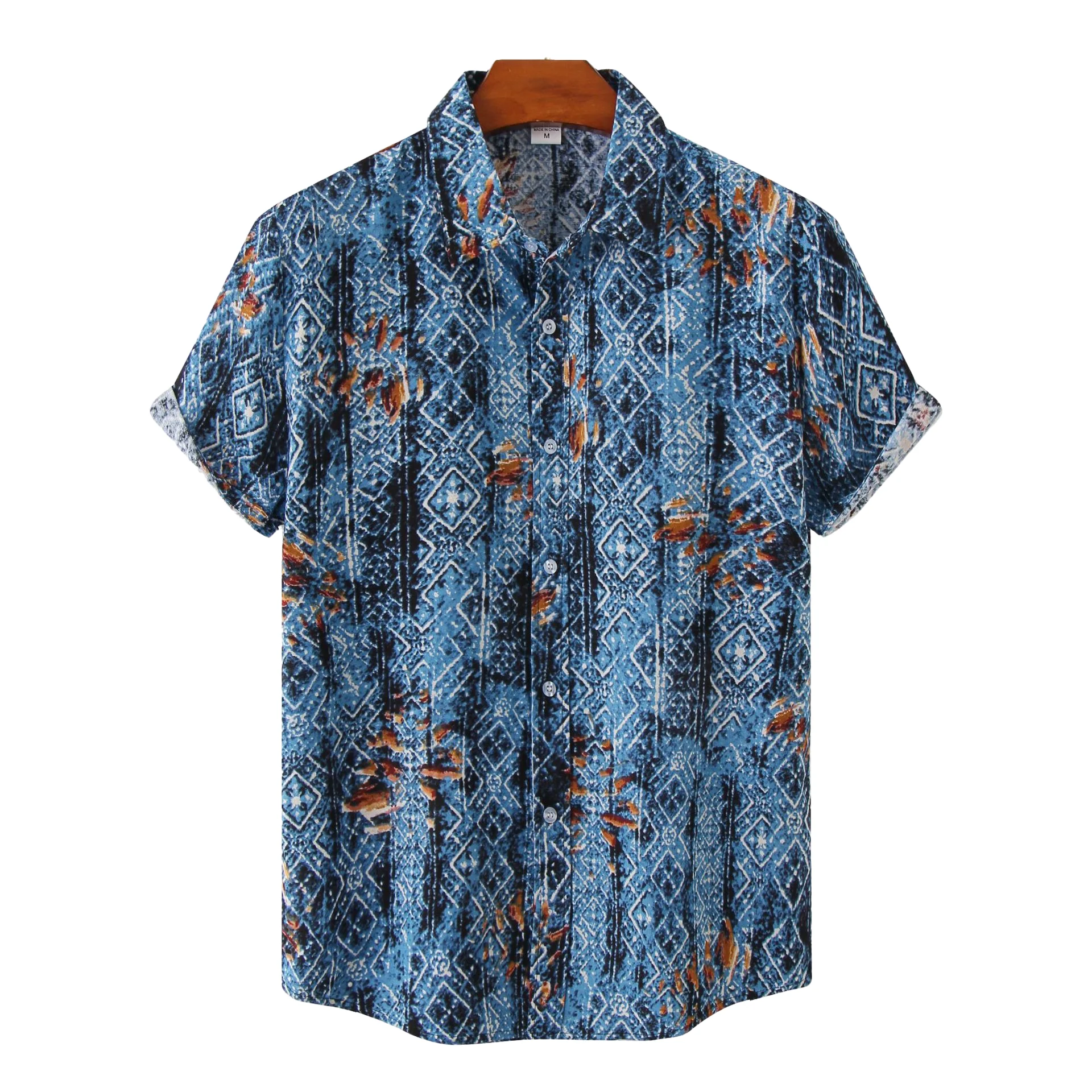 Best Sellers 2022 Wholesale Men Casual Shirts Flax Fiber Summer Shirts For Men Custom Printed Hawaiian Shirt