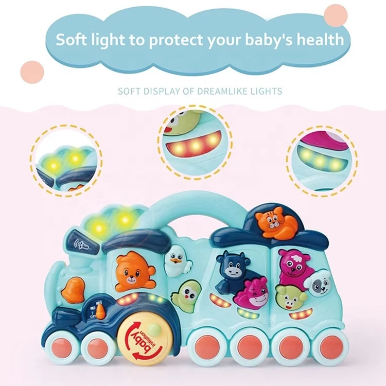 
Cartoon Animal Train Shape Flashing Light Early Learning Educational Baby Toys Musical 