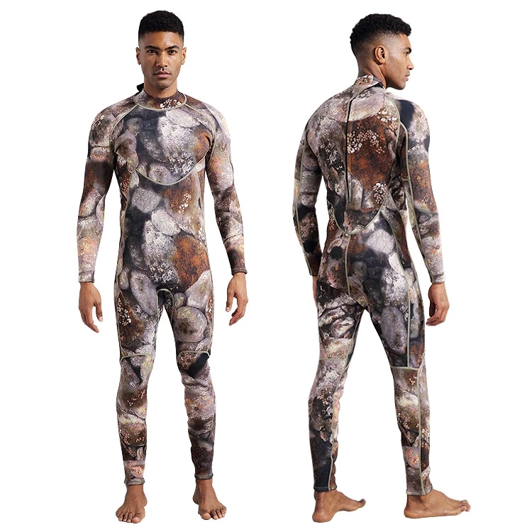 3MM Wetsuit Thickened Camouflage Spearfishing Wetsuit Neoprene Split Snorkel Freediving Suit for Men