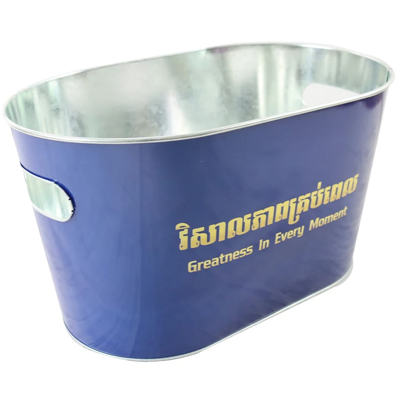Оптовая продажа 10qt металлическое оцинкованное овальное ведро для льда пива вина морозильник подарок